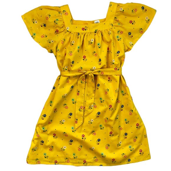 GAP | Girls Yellow Floral Ruffle Strap Dress | Size L (10-11Y) - Picture 1 of 3